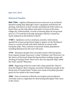 June 16th, 2014 Historical Timeline Mid 1700s &ndash; eighteen Sliammon