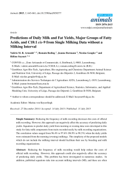 Predictions of Daily Milk and Fat Yields, Major Groups of Fatty Acids