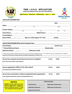 teen lead application - Children`s Museum of Green Bay