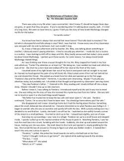 The Misfortunes of Pandora`s Box By: The Glenolden Gazette Staff