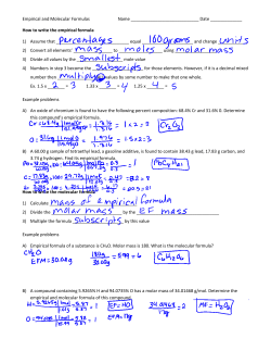 Empirical and Molecular Formulas Name