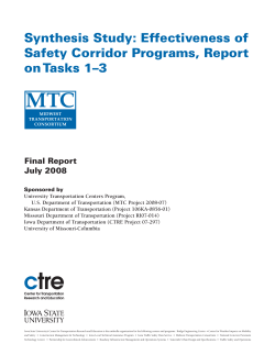 Synthesis Study: Effectiveness of Safety Corridor Programs, Report
