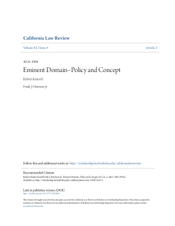 Eminent Domain--Policy and Concept
