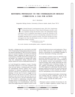restoring physiology to the undergraduate biology curriculum