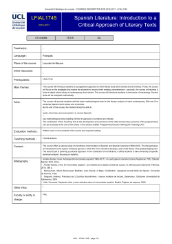 Spanish Literature: Introduction to a Critical Approach of Literary Texts