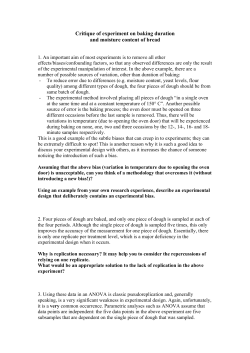Critique of experiment on baking duration and moisture content of