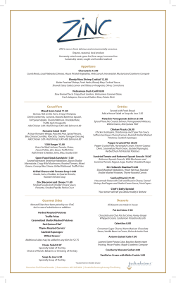 Appetizers Casual Fare Gourmet Sides Entr&eacute;es Desserts