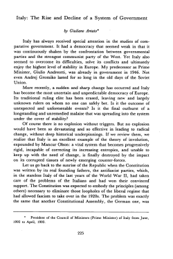 Italy: The Rise and Decline of a System of Government