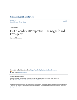 First Amendment Prospective - The Gag Rule and Free Speech