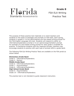 Grade 8 FSA ELA Writing Paper-Based Practice Test