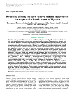 Modelling climate induced relative malaria incidence in the major