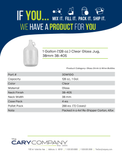 Specs: 1 Gallon (128 oz.) Clear Glass Jug, 38mm 38-405