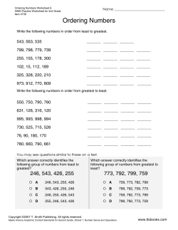 Ordering Numbers Worksheet E