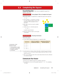 Completing the Square 3.3
