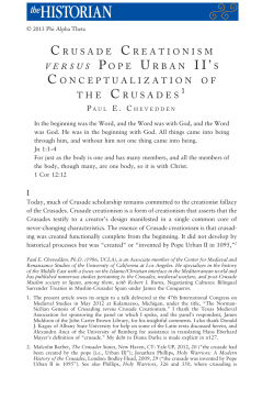 Crusade Creationism versus Pope Urban IIs Conceptualization of