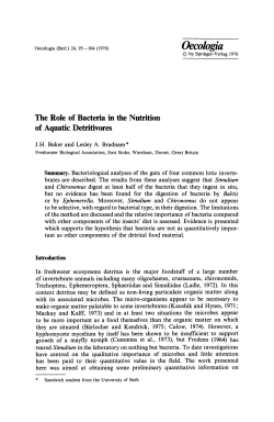 The Role of Bacteria in the Nutrition of Aquatic Detritivores