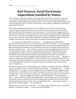 Karl Pearson, Social Darwinism: Imperialism