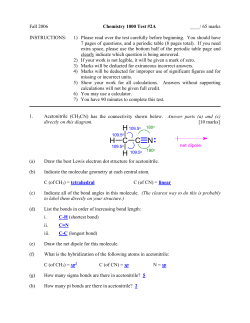 Chemistry 2100 In-Class Test 1(A)