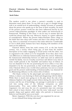 Pederasty and Controlling One`s Desires