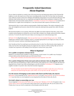 Frequently Asked Questions About Baptism