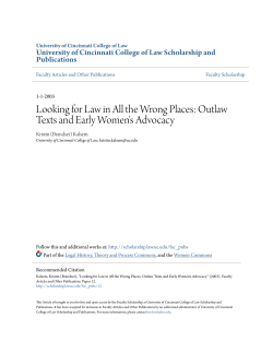 Outlaw Texts and Early Women`s Advocacy