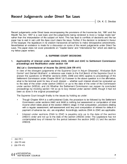 Recent Judgements under Direct Tax Laws