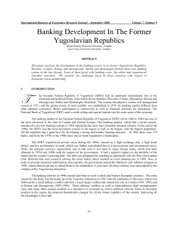 Banking Development In The Former Yugoslavian Republics