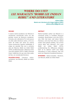 lee maracle`s &ldquo;bobbi lee indian rebel&rdquo;