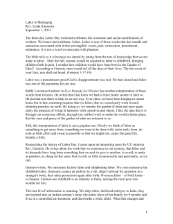 Labor of Belonging Rev. Linda Simmons