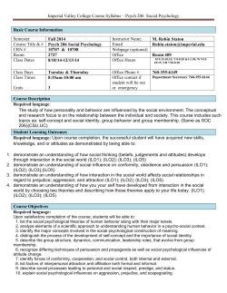 Imperial Valley College Course Syllabus &ndash; Psych 206 Social
