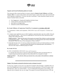 Eugenics and Sexual Sterilization policies in