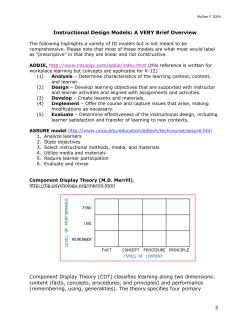 3 Instructional Design Models: A VERY Brief Overview Component