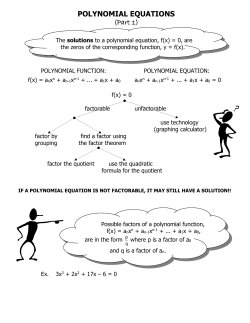 POLYNOMIAL EQUATIONS (Part 1)
