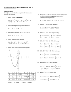 Mathematics 521A: EXAM REVIEW [Ch. 7]