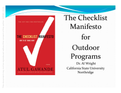 The Checklist Manifesto for Outdoor Programs