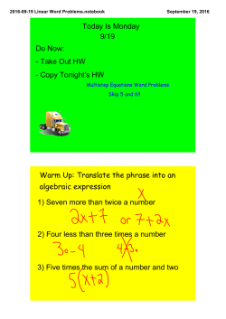 2016-09-19 Linear Word Problems.notebook