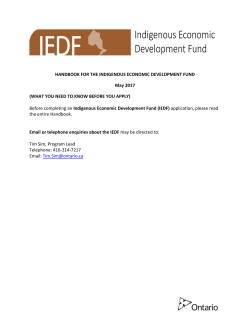 Indigenous Economic Development Fund Handbook