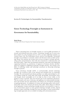 Green Technology Foresight as Instrument in