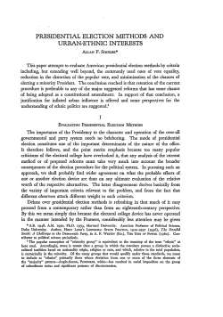 Presidential Election Methods and Urban