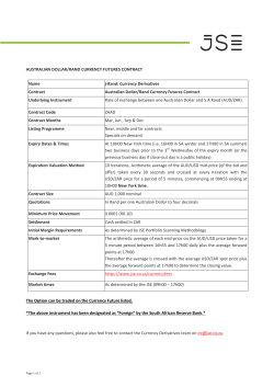 Australian Dollar Rand Currency Futures Contract Specification