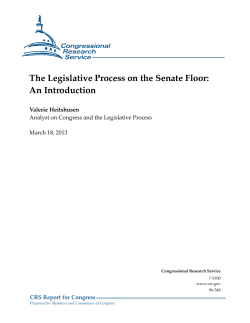 The Legislative Process on the Senate Floor: An Introduction