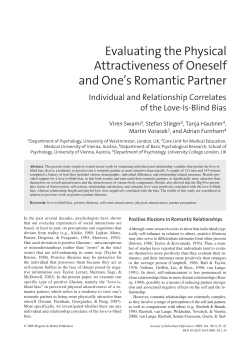 Evaluating the Physical Attractiveness of Oneself and