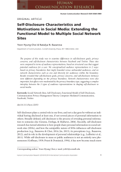Self-Disclosure Characteristics and Motivations in Social Media