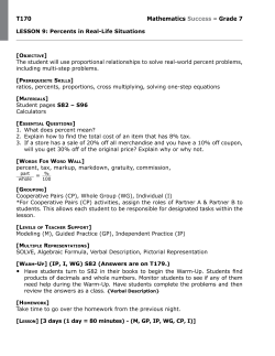 LESSON 9: Percents in Real-Life Situations