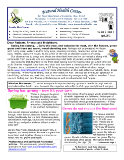April 2012_Newsletter - Serving Your Holistic Healthcare Needs.