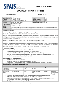 SOCI30064 Feminist Politics