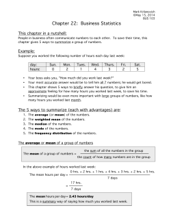 Chapter 22: Business Statistics