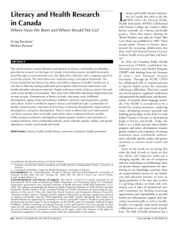 Literacy and Health Research in Canada