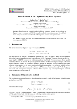 Exact Solutions to the Dispersive Long Wave Equation 1