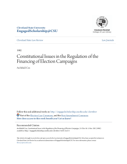 Constitutional Issues in the Regulation of the Financing of Election